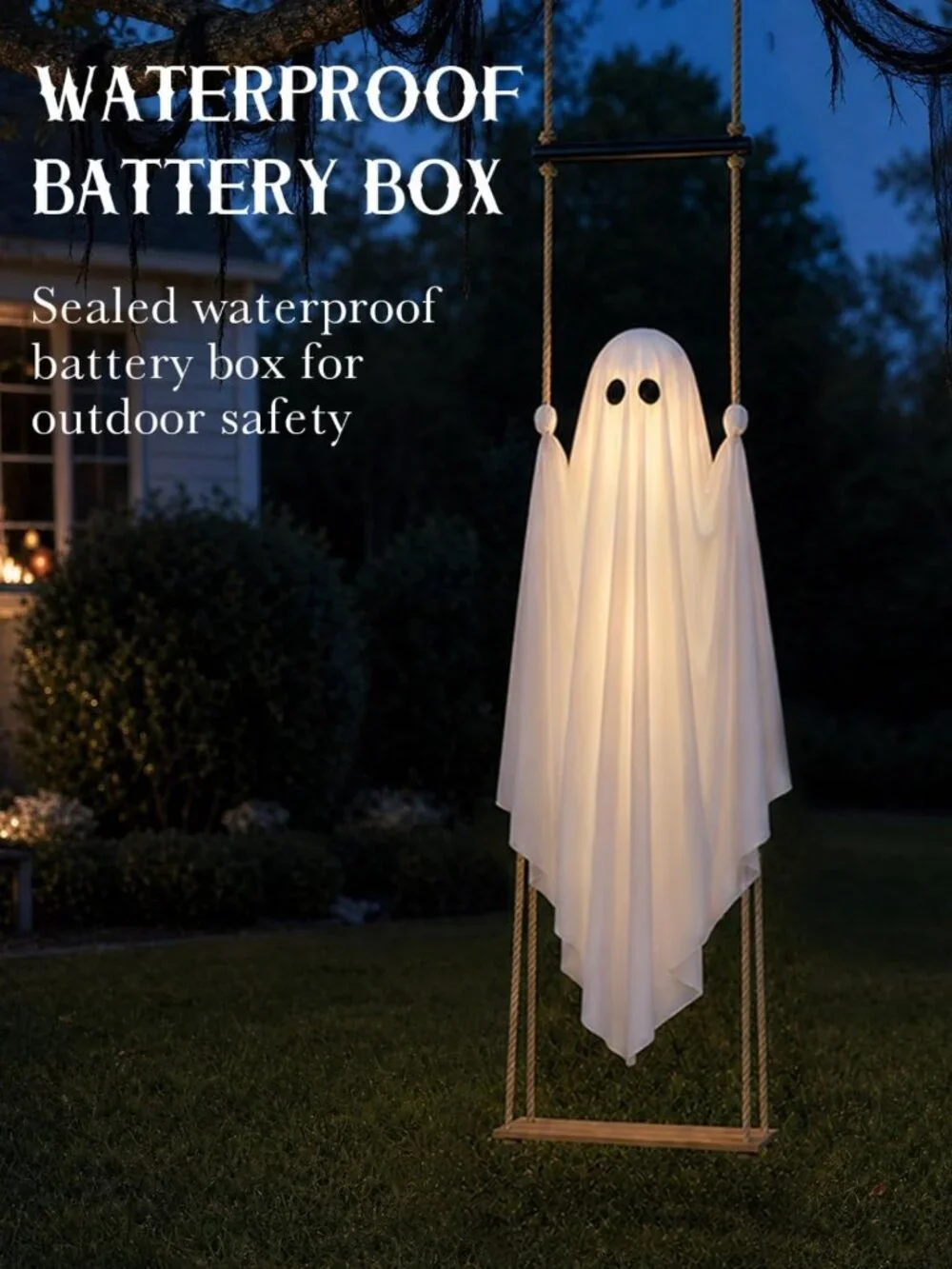 Spooky 3.7FT Pre-Assembled Hanging Ghost for Outdoor Halloween Decor